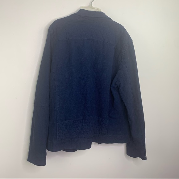 Zara Man Blue Linen Biker Bomber Jacket Size Medium - Picture 9 of 10